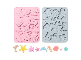 Molde silicona 13 figuras marinas planas